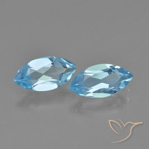 Gemme di Topazio Celeste naturale da 2.31 ct, Taglio marquise, VVS-VS