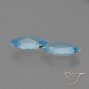 Gemme di Topazio Celeste naturale da 2.31 ct, Taglio marquise, VVS-VS