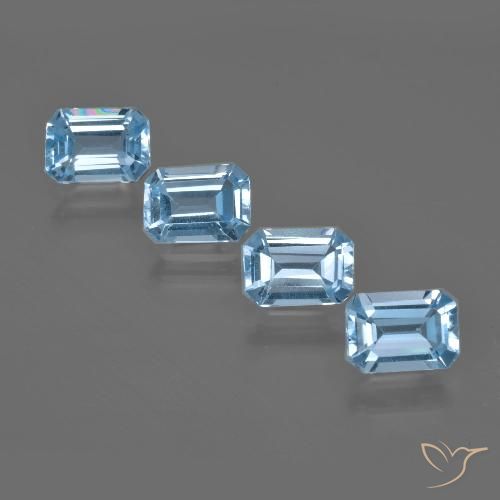 Gemme di Topazio Blu svizzero naturale da 4.31 ct, Ottagonale / Taglio smeraldo, VVS-VS