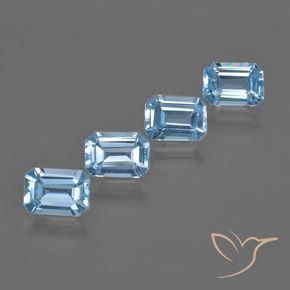 Gemme di Topazio Blu svizzero naturale da 4.31 ct, Ottagonale / Taglio smeraldo, VVS-VS