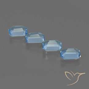 Gemme di Topazio Blu svizzero naturale da 4.31 ct, Ottagonale / Taglio smeraldo, VVS-VS