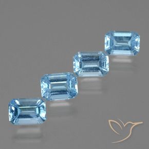Gemme di Topazio Celeste naturale da 4.72 ct, Ottagonale / Taglio smeraldo, VVS-VS