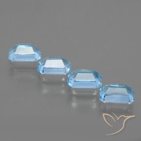 Gemme di Topazio Celeste naturale da 4.72 ct, Ottagonale / Taglio smeraldo, VVS-VS