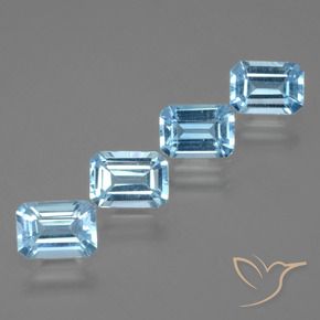 Gemme di Topazio Celeste naturale da 4.71 ct, Ottagonale / Taglio smeraldo, VVS-VS