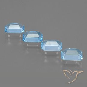 Gemme di Topazio Celeste naturale da 4.71 ct, Ottagonale / Taglio smeraldo, VVS-VS