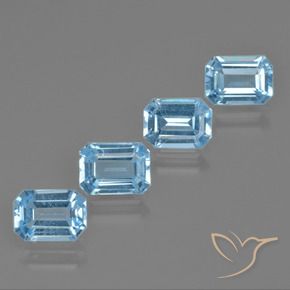 Gemme di Topazio Blu svizzero naturale da 4.71 ct, Ottagonale / Taglio smeraldo, VVS-VS
