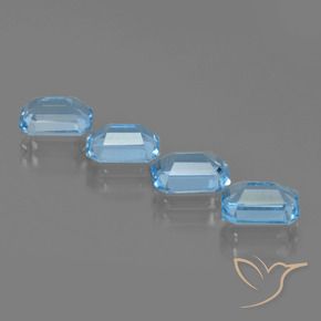 Gemme di Topazio Blu svizzero naturale da 4.71 ct, Ottagonale / Taglio smeraldo, VVS-VS