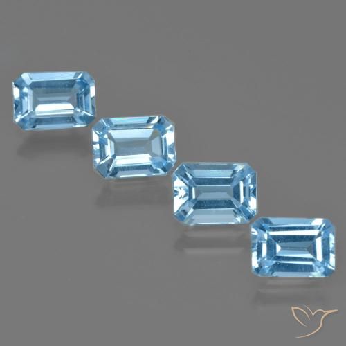 Gemme di Topazio Blu svizzero naturale da 4.71 ct, Ottagonale / Taglio smeraldo, VVS-VS