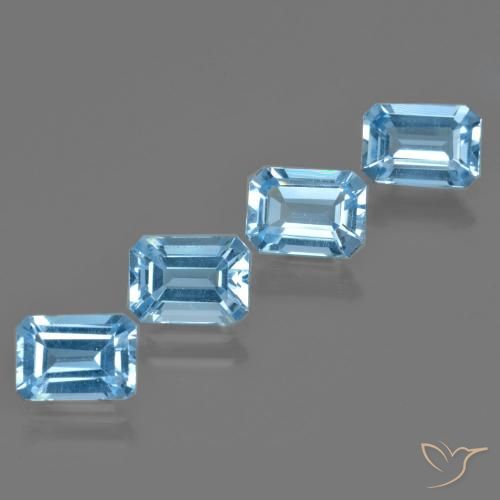 Gemme di Topazio Blu svizzero naturale da 4.71 ct, Ottagonale / Taglio smeraldo, VVS-VS