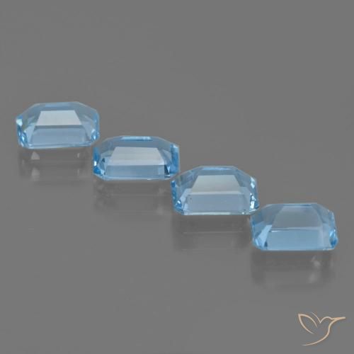 Gemme di Topazio Blu svizzero naturale da 4.71 ct, Ottagonale / Taglio smeraldo, VVS-VS