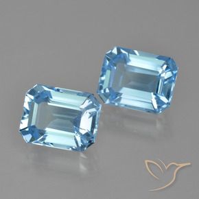 Gemme di Topazio Celeste naturale da 6.15 ct, Ottagonale / Taglio smeraldo, VVS-VS