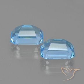 Gemme di Topazio Celeste naturale da 6.15 ct, Ottagonale / Taglio smeraldo, VVS-VS