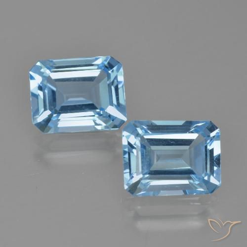 5.93ctw Naturale Celeste Topazio, Taglio smeraldo, VVS-VS
