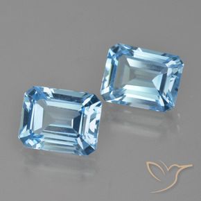 Gemme di Topazio Celeste naturale da 5.93 ct, Ottagonale / Taglio smeraldo, VVS-VS