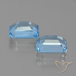 Gemme di Topazio Celeste naturale da 5.93 ct, Ottagonale / Taglio smeraldo, VVS-VS
