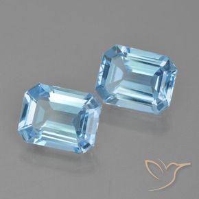Gemme di Topazio Celeste naturale da 5.19 ct, Ottagonale / Taglio smeraldo, VS