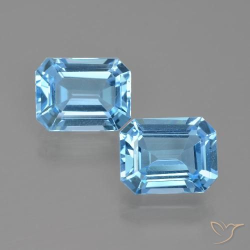 Topazio naturale blu da 5,30 ct, taglio smeraldo, VVS-VS