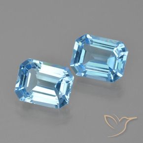 Topazio naturale blu da 5,30 ct, taglio smeraldo, VVS-VS
