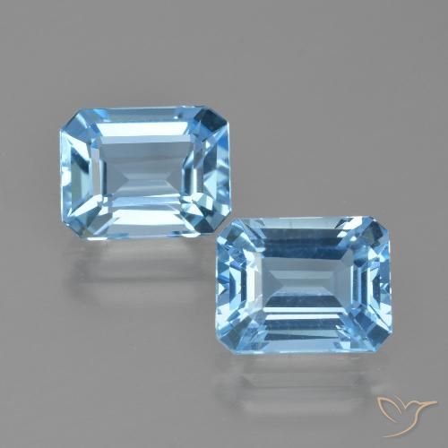 5.86ctw Naturale Celeste Topazio, Taglio smeraldo, VVS-VS