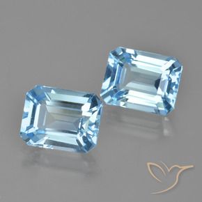 Gemme di Topazio Celeste naturale da 5.86 ct, Ottagonale / Taglio smeraldo, VVS-VS