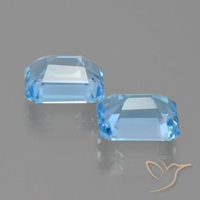 Gemme di Topazio Celeste naturale da 5.86 ct, Ottagonale / Taglio smeraldo, VVS-VS