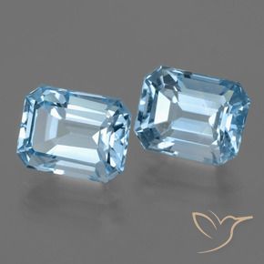 Gemme di Topazio Celeste naturale da 6.01 ct, Ottagonale / Taglio smeraldo, VVS-VS