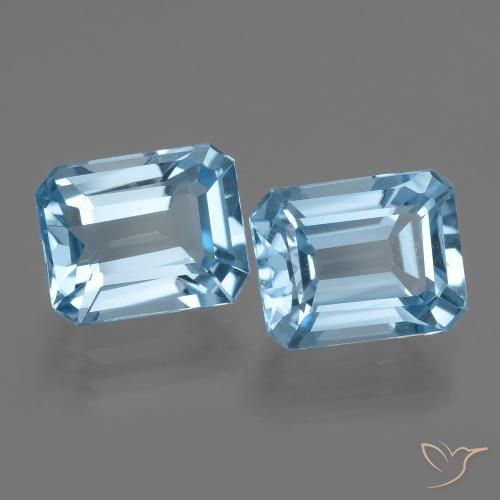 Topazio naturale blu da 5,82 ct, taglio smeraldo, VVS-VS