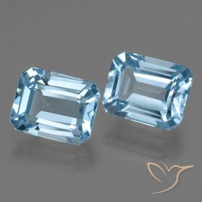 Topazio naturale blu da 5,82 ct, taglio smeraldo, VVS-VS