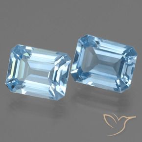 Gemme di Topazio Celeste naturale da 5.93 ct, Ottagonale / Taglio smeraldo, VVS-VS