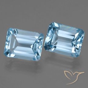 Gemme di Topazio Blu svizzero naturale da 5.93 ct, Ottagonale / Taglio smeraldo, VVS-VS