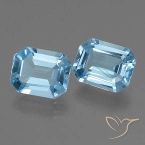Gemme di Topazio Celeste naturale da 4.47 ct, Ottagonale / Taglio smeraldo, VS