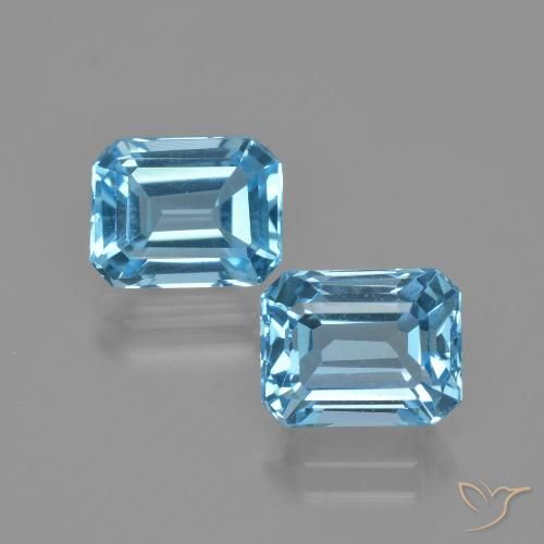 5.97ctw Naturale Celeste Topazio, Taglio smeraldo, VVS-VS