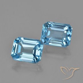 Gemme di Topazio Celeste naturale da 5.97 ct, Ottagonale / Taglio smeraldo, VVS-VS