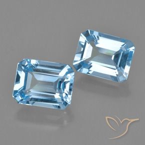 Gemme di Topazio Blu svizzero naturale da 5.25 ct, Taglio smeraldo, VVS-VS