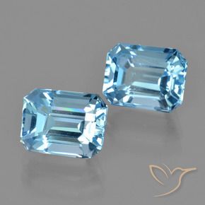 Gemme di Topazio Blu svizzero naturale da 6.43 ct, Ottagonale / Taglio smeraldo, VVS-VS