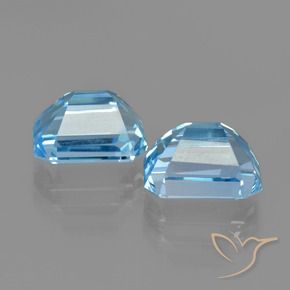 Gemme di Topazio Blu svizzero naturale da 6.43 ct, Ottagonale / Taglio smeraldo, VVS-VS