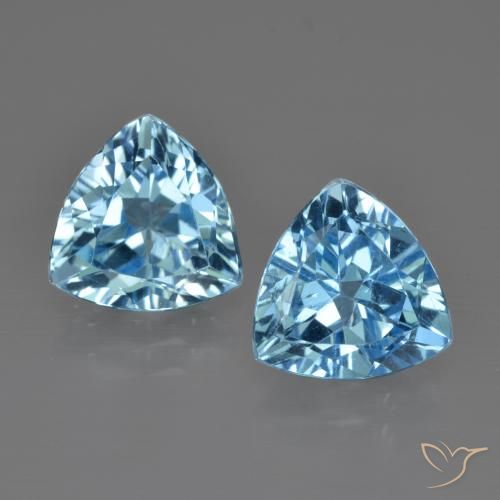 Gemme di Topazio Blu svizzero naturale da 5.74 ct, Taglio trillion, VS