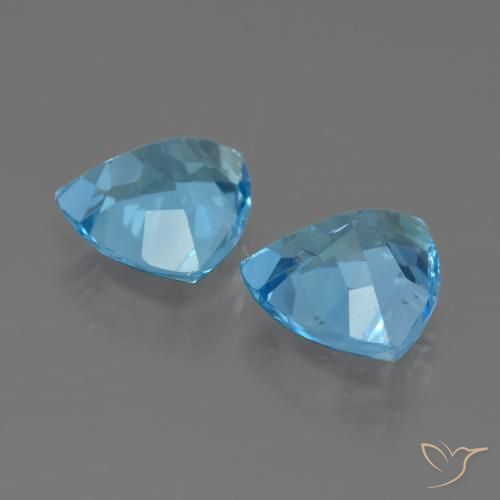 Gemme di Topazio Blu svizzero naturale da 5.74 ct, Taglio trillion, VS