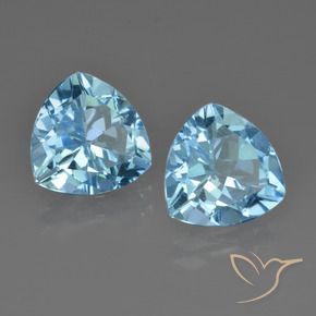 Gemme di Topazio Celeste naturale da 5.62 ct, Taglio trillion, VS