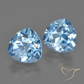 Gemme di Topazio Celeste naturale da 6.56 ct, Taglio trillion, VVS-VS