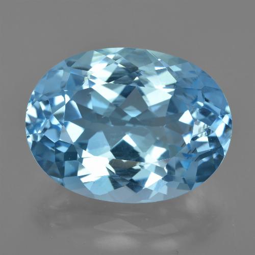 Topazio naturale blu da 22,82 ct, taglio ovale, VVS