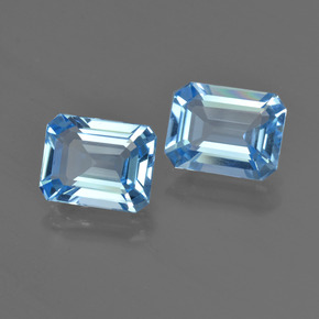 Topazio naturale blu da 4,80 ct, taglio smeraldo, VVS