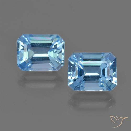 Gemme di Topazio Blu svizzero naturale da 5.87 ct, Taglio smeraldo, VVS