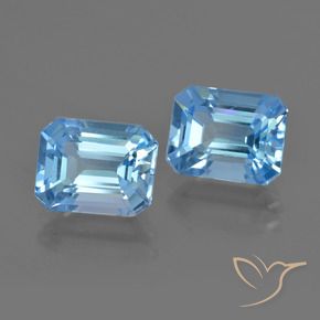 Gemme di Topazio Blu svizzero naturale da 5.87 ct, Taglio smeraldo, VVS