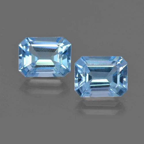 Gemme di Topazio Blu svizzero naturale da 5.15 ct, Taglio smeraldo, VVS