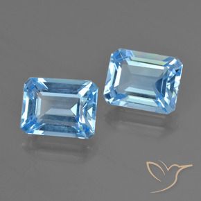 Gemme di Topazio Celeste naturale da 5.75 ct, Ottagonale / Taglio smeraldo, VVS