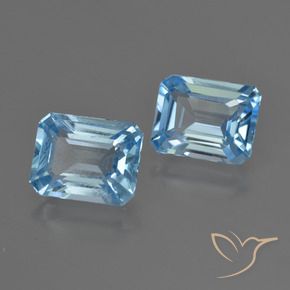 Gemme di Topazio Celeste naturale da 5.73 ct, Ottagonale / Taglio smeraldo, VVS-VS