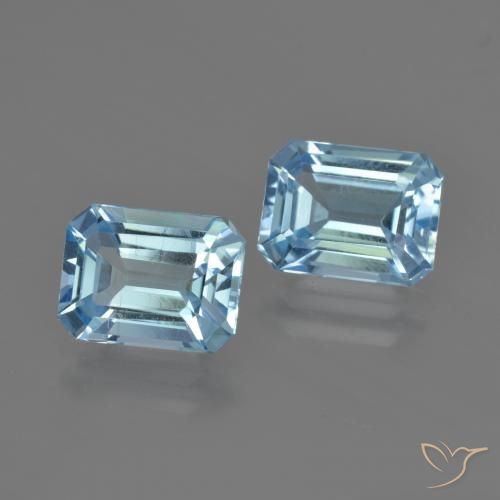 Gemme di Topazio Celeste naturale da 5.19 ct, Ottagonale / Taglio smeraldo, VVS