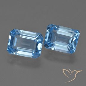 Gemme di Topazio Blu svizzero naturale da 4.64 ct, Taglio smeraldo, VS