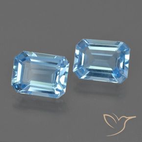 Gemme di Topazio Blu svizzero naturale da 4.87 ct, Ottagonale / Taglio smeraldo, VVS-VS